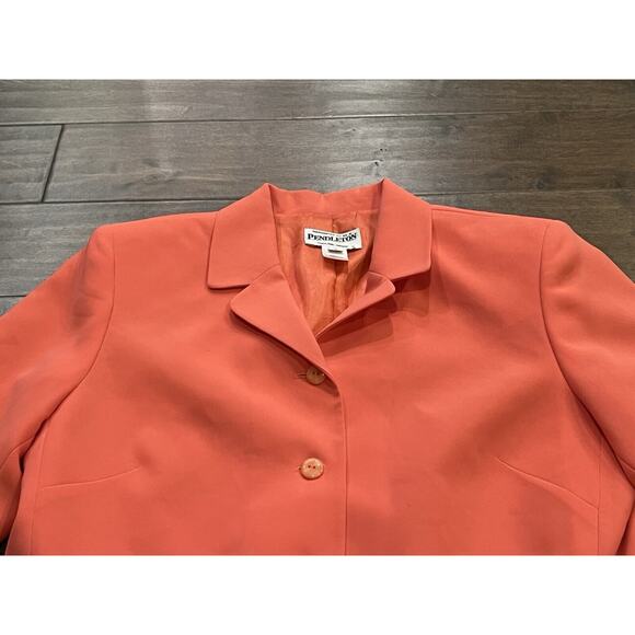 Pendleton Womens Peach Orange Shoulder Pads Button Up Blazers Size 10 Made USA - Picture 4 of 9